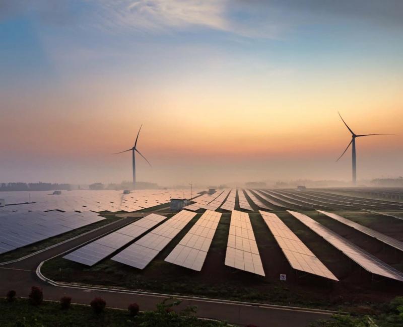 Renewable energy wind turbines solar panels