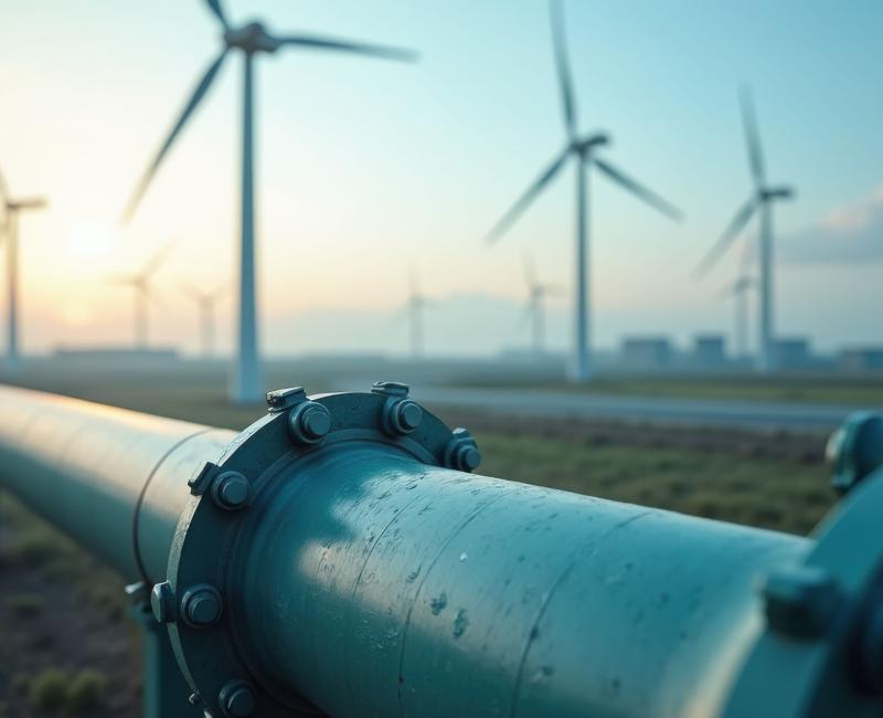 Energy infrastructure: gas pipe and wind turbines